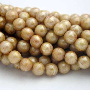 25 Czech Round Glass Beads in Opaque Luster Picasso - 8 mm