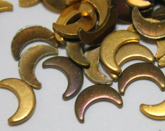 24 Vintage Moon Shaped Brass Findings - Crescent Shaped Raw Brass Jewelry Components