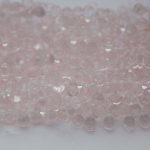 100 Czech Glass Teardrop Beads in Rosaline - Light Pink - 6 x 4 mm