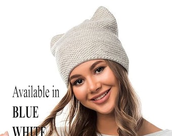 Gorro de gato, gorro de punto, gorro de animal, gorro con orejas de gato, gorro de invierno para mujer, gorro con orejas de gato, gorro de punto trenzado, gorro con orejas, gorro de punto, gorros de punto