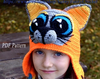 Crochet Hat pattern, Crochet Pattern, Child Animal Hat, Cat hat Pattern, Child hat Pattern, Animal hat pattern, fall, winter, kid,girl, baby