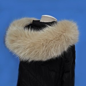 READY to SHIP From Pieces! XL Large Full Finnish Real Fox Fur Collar, Fox Fur Collar, Fur Trim for Hoodie,  Fur Scarf, Fur Ruff, Beige Fox