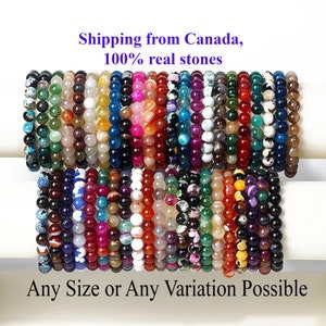 Natural Crystal Stone Bracelets, Gemstone Bracelet 8mm Round Beads, Handmade Men Women Stretchy Bracelet, Healing Crystal Bracelet,  Gift