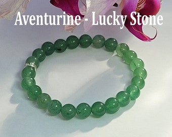 Aventurine Bracelet: Genuine Green Gemstone Stretch Bracelet