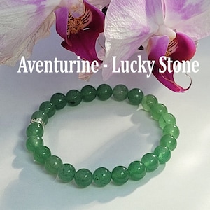 100% AVENTURIN ARMBAND, Grünes Armband, Kristall Edelstein Armband, Stretch Perlen Armband, Mineralsteine, Glücksbringer, echte Edelsteine