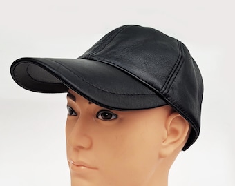 BY ORDER Real Leather Baseball Cap, Leather Hat, Baseball Hat, Adjustable Baseball Cap Men Baseball Hat, Genuine Leather, Waterproof,  brim
