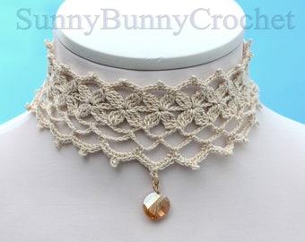 Crochet Choker, Choker Necklace, Crochet Collar, White Choker, Knit Women Necklace, Wedding Necklace, Crochet Jewelry, Gift for her