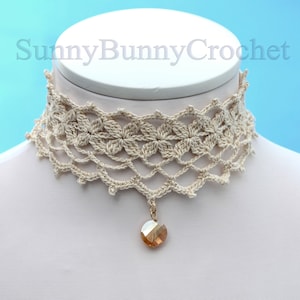 Gargantilla de ganchillo, collar tipo gargantilla, collar de ganchillo, gargantilla blanca, collar de punto para mujer, collar de boda, joyería de ganchillo, regalo para ella