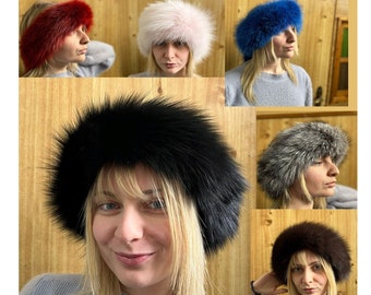 Women Real Fox Fur Headband, Real Fur Hairband, Fox Fur Ear warmers, Fluffy Fur Hairband, Warm Soft Ski Headband, Women Winter Hat