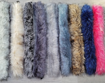 BY ORDER Faux Fur Vegan Trim Hood 60-80 cm, Faux Fur Collar Trim, Fur Fabric, Fur Ruff, Faux Fur Hood, Hood Fur Jacket, Fur stripe, Fur Trim