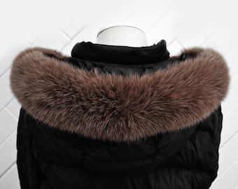 BY ORDER, not Tail, Real Brown Fox Fur Trim Hood, Fur collar trim, Fox Fur Collar, Fur Scarf, Fur Ruff, Fox Fur Hood, Fox Fur, Soft