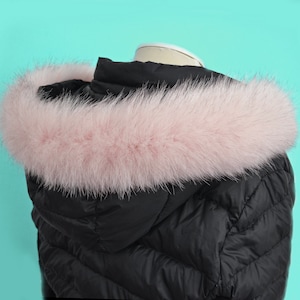 BY ORDER, Real Fox Fur (Tail) Trim Hood, Fur collar trim, Fox Fur Collar, Fur Scarf, Fur Ruff, Fur Hood, Fur stripe, Coat Trim, pink