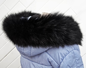 BY ORDER XL Double Real Fox Fur (Tail) Trim Hood, Fur collar trim, Fox Fur Collar, Fur Scarf, Fur Ruff, Fox Fur Hood, Hood Fur, stripe