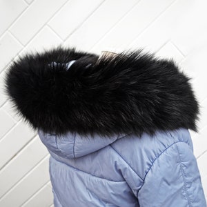 BY ORDER XL Double Real Fox Fur Tail Trim Hood, Fur collar trim, Fox Fur Collar, Fur Scarf, Fur Ruff, Fox Fur Hood, Hood Fur, stripe image 1