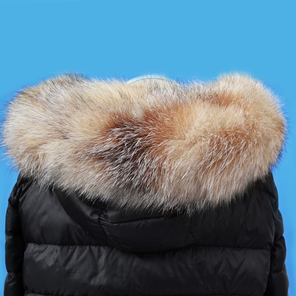 SUR COMMANDE À partir de pièces ! Grand col en fourrure de renard véritable de Finlande, grand col en fourrure de renard, bordure en fourrure pour sweat à capuche, écharpe en fourrure, col en fourrure, renard beige