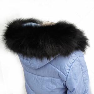 BY ORDER From Pieces! XL Large Full Finnish Real Fox Fur Collar, Fur Trim for Hoodie, Fox Fur Collar, Fur Scarf, Fur Ruff,  Black Fox