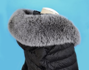 BY ORDER (not Tail) XL Extra Large Real Fox Fur Trim Hood, Fur collar trim, Fox Fur Collar, Fur Scarf, Fur Ruff, Fox Fur Hood, Jacket