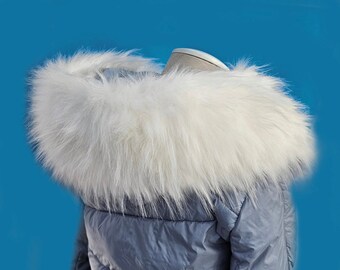 READY to SHIP XL Faux Fur Vegan Trim Hood 70 cm, Faux Fur Collar Trim, Fake Fur, Fur Fabric, Fur Ruff, Faux Fur Hood, Hood Fur Jacket, White