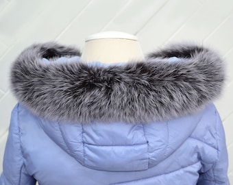 BY ORDER not Tail, Real Gray Fox Fur Trim Hood, Fur collar trim, Fox Fur Collar, Fur Scarf, Fur Ruff, Fox Fur Hood, Fox Fur, Super Soft