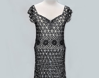 CROCHETED DRESS BEACH Cover Up Sexy Cotton Lace Openwork Short Knit Tunic Cover Summer Party Mini Dress Top Women Lady Flowers Net Boho S, L
