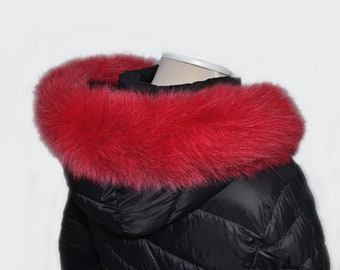 BY ORDER, Real Fox Fur (Tail) Trim Hood, Fur collar trim, Fox Fur Collar, Fur Scarf, Fur Ruff, Fur Hood, Fur stripe, Coat Trim, Jacket