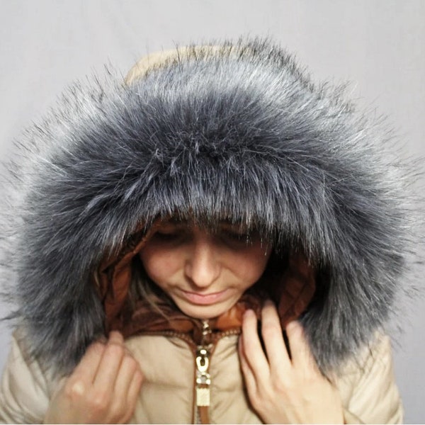 BY ORDER Faux Fur Vegan Trim Hood 70 cm, Faux Fur Collar Trim Like Raccoon, Fake Fur, Fur Fabric, Fur Ruff, Faux Fur Hood, Hood Fur Jacket