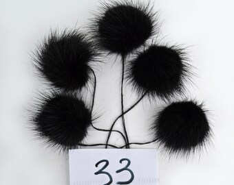 BY ORDER 5pc - 40-60 mm Mink Fur Pom Poms Genuine Fur Ball Charm Pendant for Keychain Necklace Earring Pompom Pom Ring Black Mink Pompom
