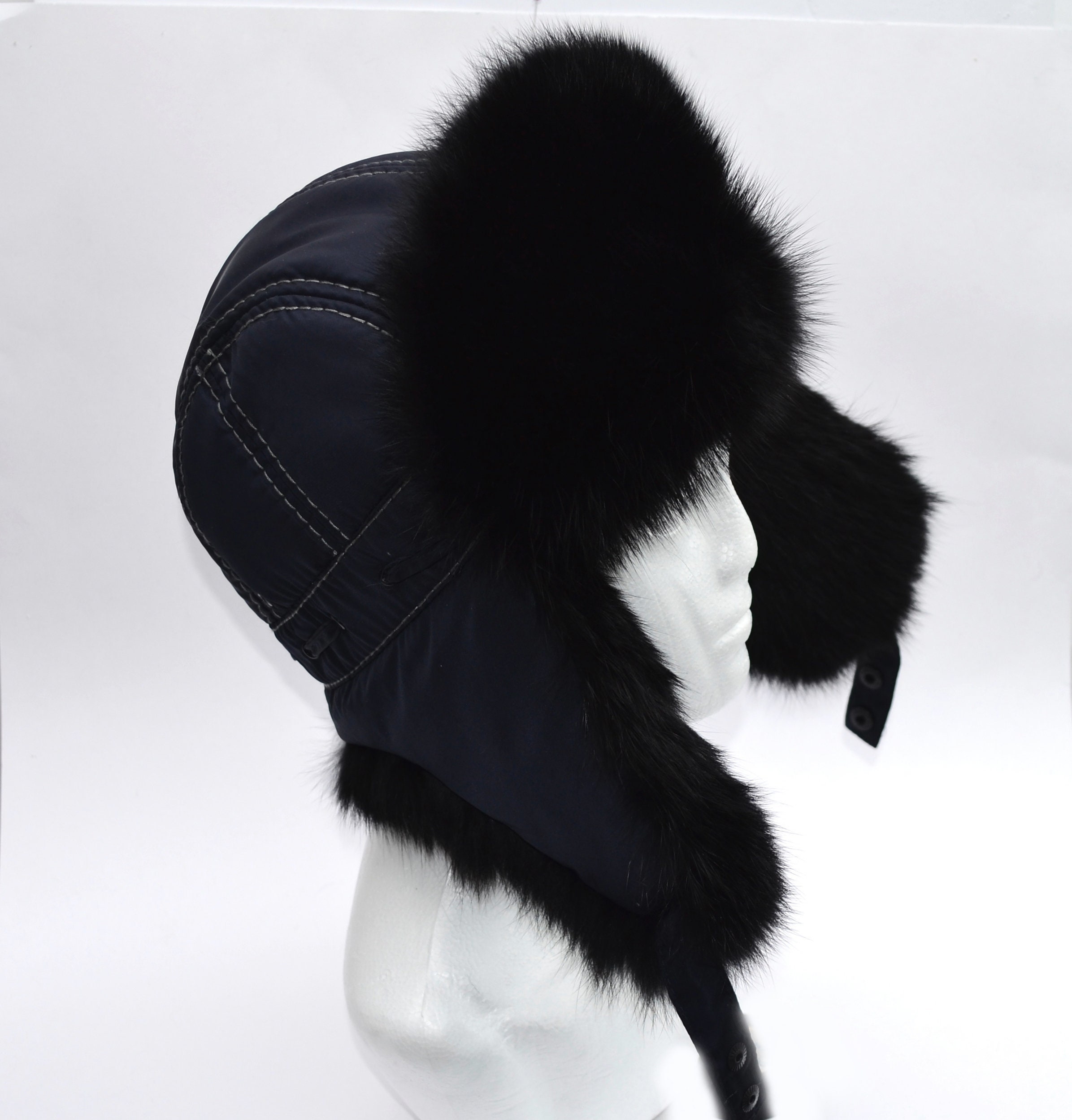 READY TO SHIP Aviator Fur Hat, Fur Ear Flap Hat, Men real fur hat, Trapper Hat, Ushanka, Russian Hat, Ski Hat, Rabbit Fur, Fur Hat Ear Flaps