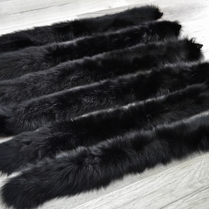 BY ORDER, not Tail, 60-80 cm Super Soft Real Black Fox Fur Trim Hood, Fur collar trim, Fox Fur Collar, Fur Ruff, Fur Hood, Fox Fur, Fur