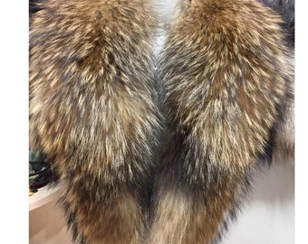 By ORDER, XL Finnish Raccoon Fur Collar, Fur collar trim, Raccoon Fur Collar, Fur Scarf, Fur Ruff, Raccoon Fur Ruff, Raccoon Fur, Fur stripe