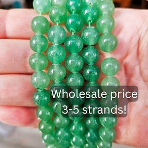3-5 strands 100% Natural Green Aventurine Beads, Smooth Round Crystal Stone Gemstone Beads 4mm, 6mm, 8mm, 10mm, Genuine Gemstones, Wholesale