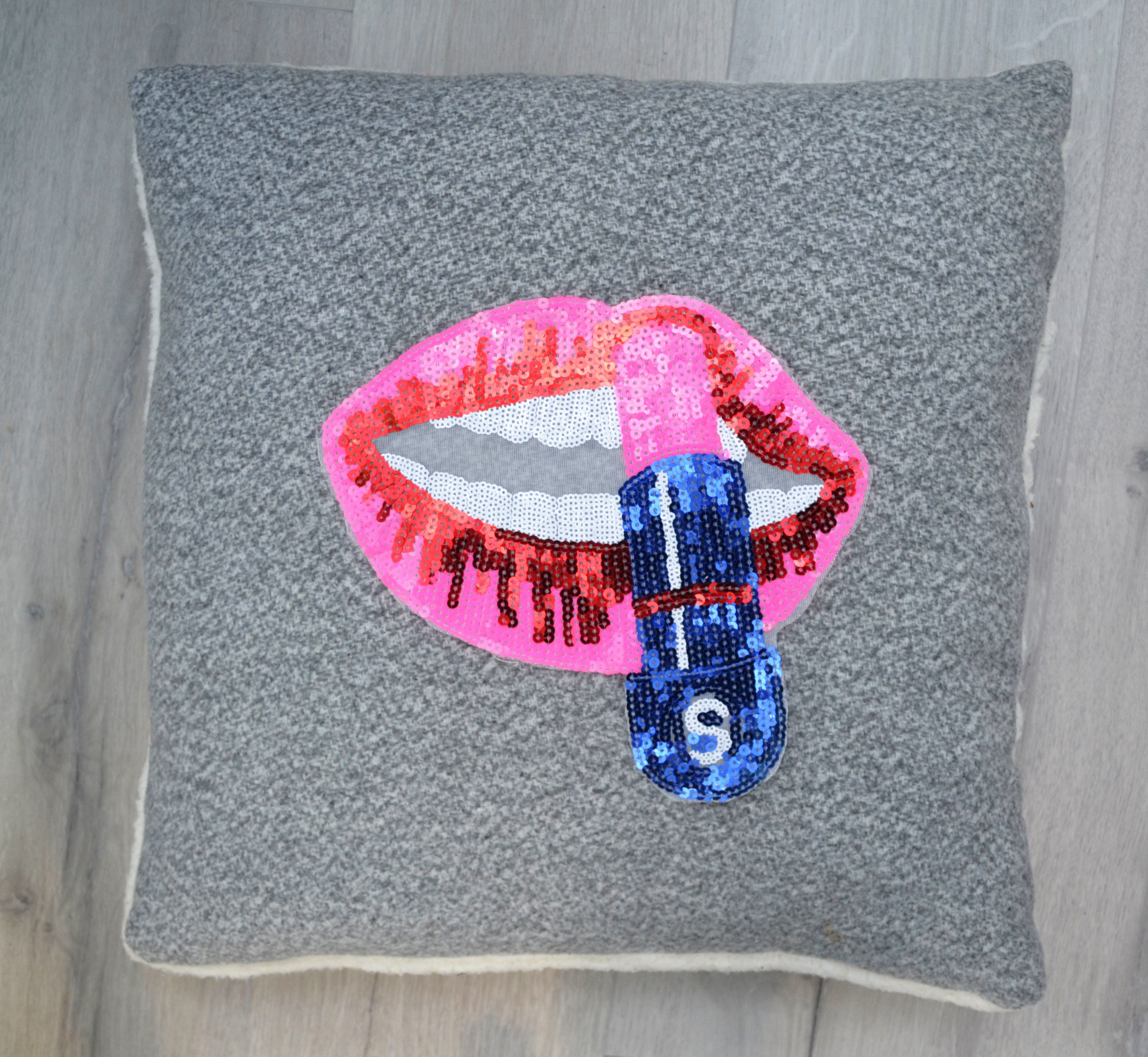 Mond Bijt Op Lip Pailletten Strijk Embleem Patch Licht Roze Mond Bijt Op Lip Pailletten Strijk Embleem Patch Licht Roze