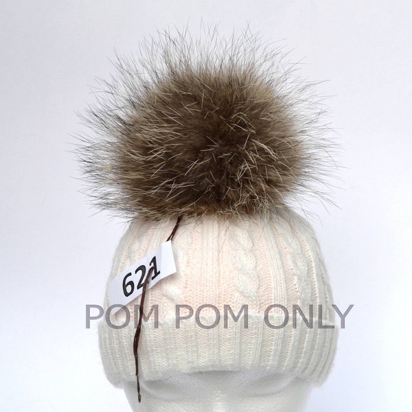 7,5" PELZ BOMMEL! Große Pom Pom, Waschbär Pom-Pom, echten Pelz Pom Pom, echten Pelz Pom Pom, Pom Pom Pelzmütze, Waschbärpelz, Strickmütze, Frauen, Kind