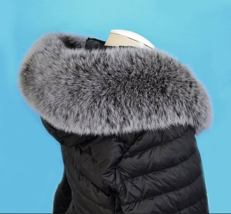BY ORDER, 14-16 cm WIDTH Double Large Finnish Fox Fur Trim Hood, Fur collar trim, Fox Fur Collar, Fur Scarf, Fur Ruff, Fox Fur Hood, Fox Fur Like Silver Fox