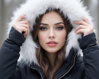 BY ORDER Faux Fur Vegan Trim Hood 70 cm, Faux Fur Collar Trim, Fake Fur, Fur Fabric, Fur Ruff, Faux Fur Hood, Hood Fur Jacket, White