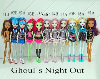 Ghouls Night Out Monster High Puppe für Sammler, OOAK Repaints, Spielend, Clawdeen Wolf, Lagoona Blue, Rochelle Goyle, Abtei, Venus