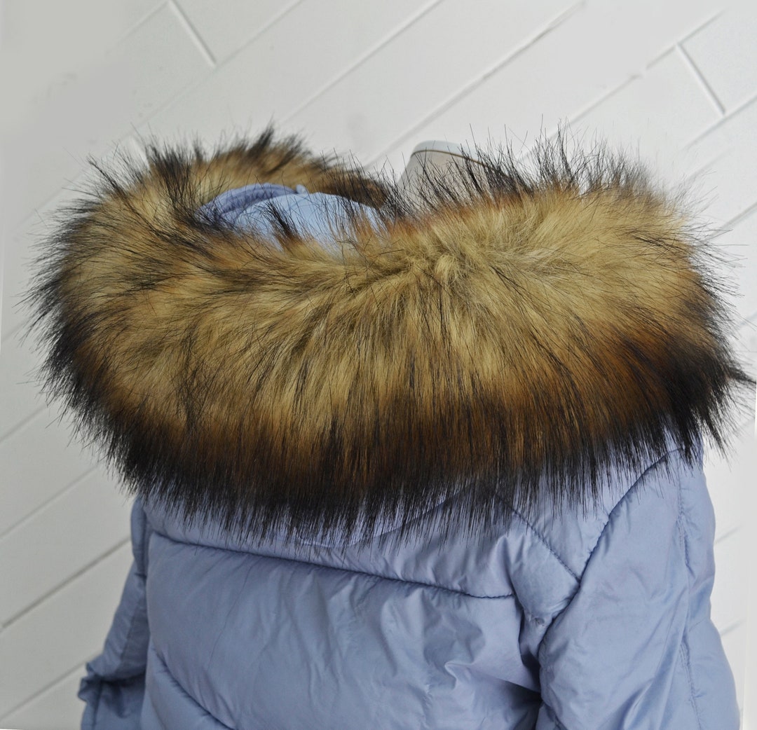 BY ORDER Faux Fur Vegan Trim Hood 70 Cm, Large Faux Fur Collar Trim ...