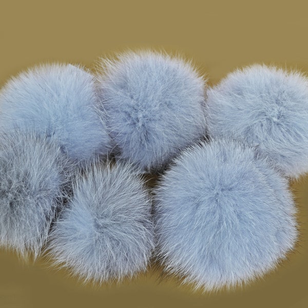 4,5" to 5" HIGHEST QUALITY FOX Pom Poms! Double Fox Fur Shiny Soft Pom Pom for Women Hat Beanie Tuque Winter Knit Hats Puff Fluffy Fur Ball