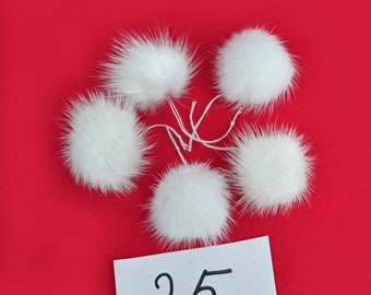 BY ORDER 5pc - 2" (50mm) Mink Fur Pom Poms Genuine Fur Ball Charm Pendant for Keychain Necklace Earring Pompom Pom Ring White Mink Pompom