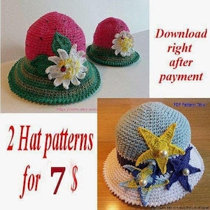 Crochet Hat Pattern, Summer Hats Sale, Women Crochet Hat Pattern, Promotion, Children Crochet Hat patterns, girl, patterns deal, baby