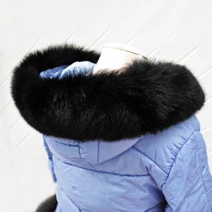 BY ORDER, 14-16 cm WIDTH Double Large Finnish Fox Fur Trim Hood, Fur collar trim, Fox Fur Collar, Fur Scarf, Fur Ruff, Fox Fur Hood, Fox Fur Black