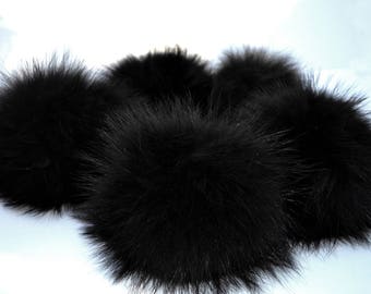 8-9" EXTRA LARGE BLACK Pom Poms! Double Raccoon Pom Pom Giant Pom Pom for Chunky Hat Beanie Tuque Winter Knit Hats  Puff Fluffy Fur Ball