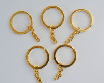Keychain rings, Key Rings, Golden Tone 50mm x 20mm, Split Ring, Curb Chain, Bag Charm, Key Chain for Pom Pom, Key ring, Pendant, Jewelry