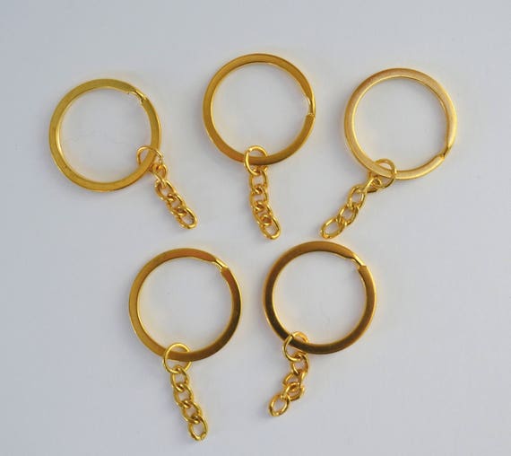 Keychain Rings, Key Rings, Golden Tone 50mm X 20mm, Split Ring, Curb Chain,  Bag Charm, Key Chain for Pom Pom, Key Ring, Pendant, Jewelry 