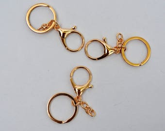 Keychain Ring With Big Lobster Clasp Flat Split Ring for Key Curb Chain Bag Charm Key Chain for Pom Pom Pendant Jewelry Golden Keychain