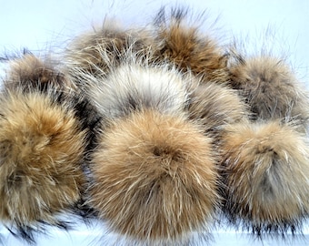BESTÄLLNING 20 cm extra stor pälspompom av äkta päls, tvättbjörnspompom för grov mössa, mössa, tuque, vinterstickad puff, fluffig pälsboll