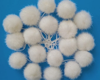 BY ORDER 5pc - 2" (50mm) Large Mink Fur Pom Poms Genuine Fur Ball Charm Pendant for Keychain Necklace Earring Pompom Pom Ring Fur Pompom