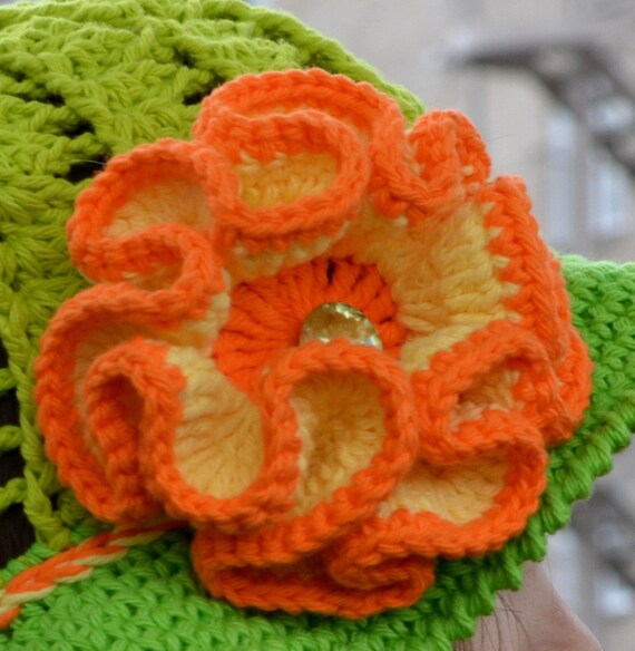 Flower Crochet Pattern, Big Flower With Diamond Center, Crochet