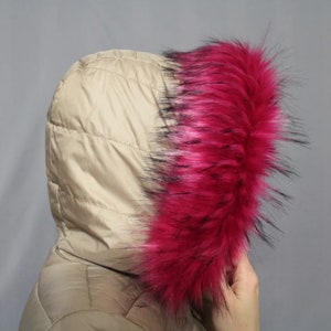 BY ORDER Faux Fur Collar Trim 70 cm, Faux Fur Vegan Trim Hood, Fake Fur, Fur Fabric, Fur Ruff, Faux Fur Hood, Hood Fur Jacket, Pink Fur