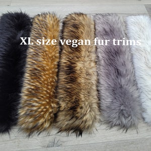 Extra Large Faux Fur Vegan Trim Hood 70 cm, Large Faux Fur Collar Trim, Faux Raccoon Fur, Fur Ruff, Faux Fur Hood, Hood Fur Jacket, Fur